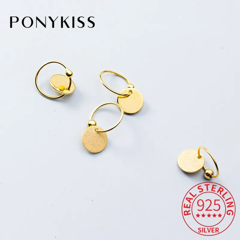 PONYKISS классический S925 серебро шикарный золотой круглый кулон серьги кольца