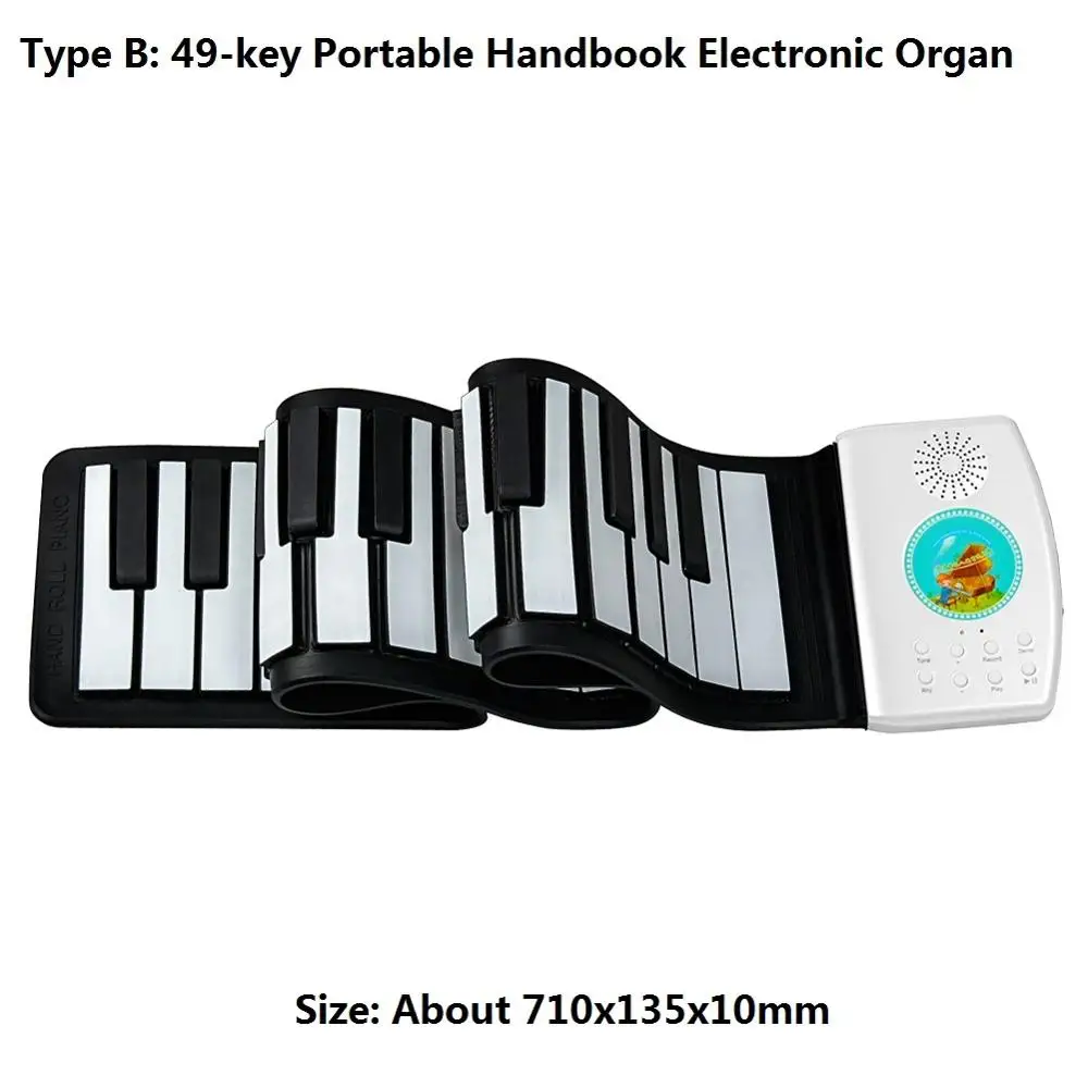 Type B 49 keys 02 Портативный 49 клавиш/88 клавиш гибкий силиконовый рулон пианино складная клавиатура для детей студентов PN88S Музыкальные инструменты - Цвет: Type B 49 keys 02