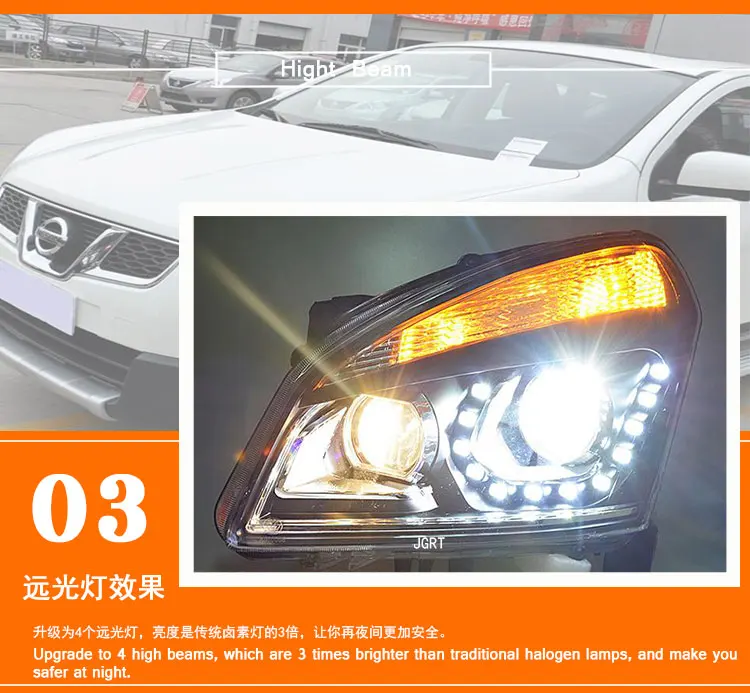 2 шт. светодиодный фонарь для Nissan Qashqai 2010-2013 Автомобильный светодиодный фонарь с двойным ксеноновым объективом автомобильные аксессуары дневные ходовые огни