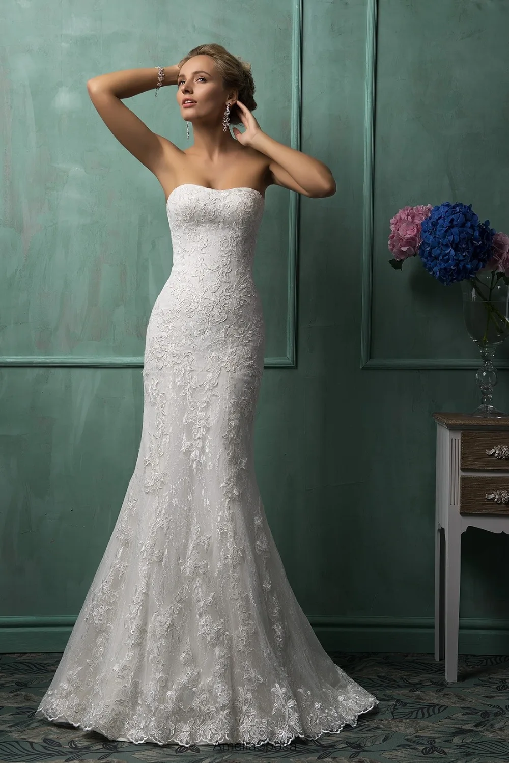 Новый Свадебные платья Русалочки 2017 Robe de mariage без ремешков на шнуровке сзади с