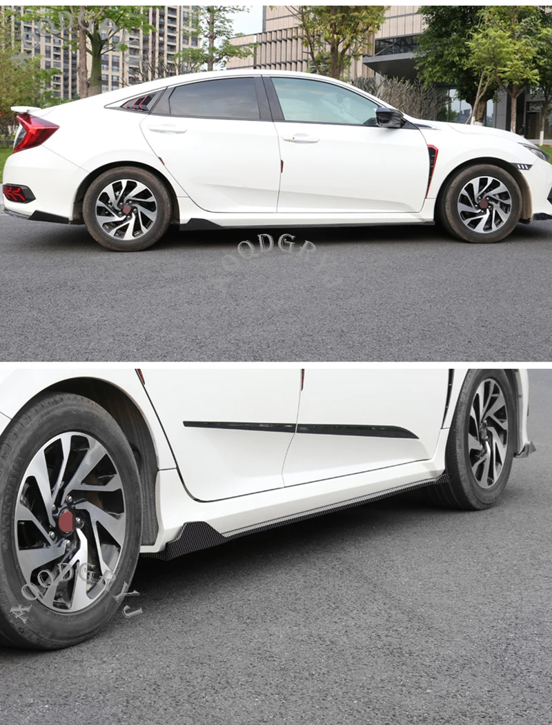 ПП боковые юбки наборы тела рокер панель 1 пара для Honda 10th Gen Civic 4DR седан- стайлинга автомобилей
