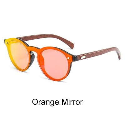 Orange Mirror Ralferty ретро деревянные Солнцезащитные очки женские мужские бамбуковые синие зеркальные солнцезащитные очки UV400 Спортивные очки дропшиппинг без логотипа 1582 - Цвет линз: Orange Mirror