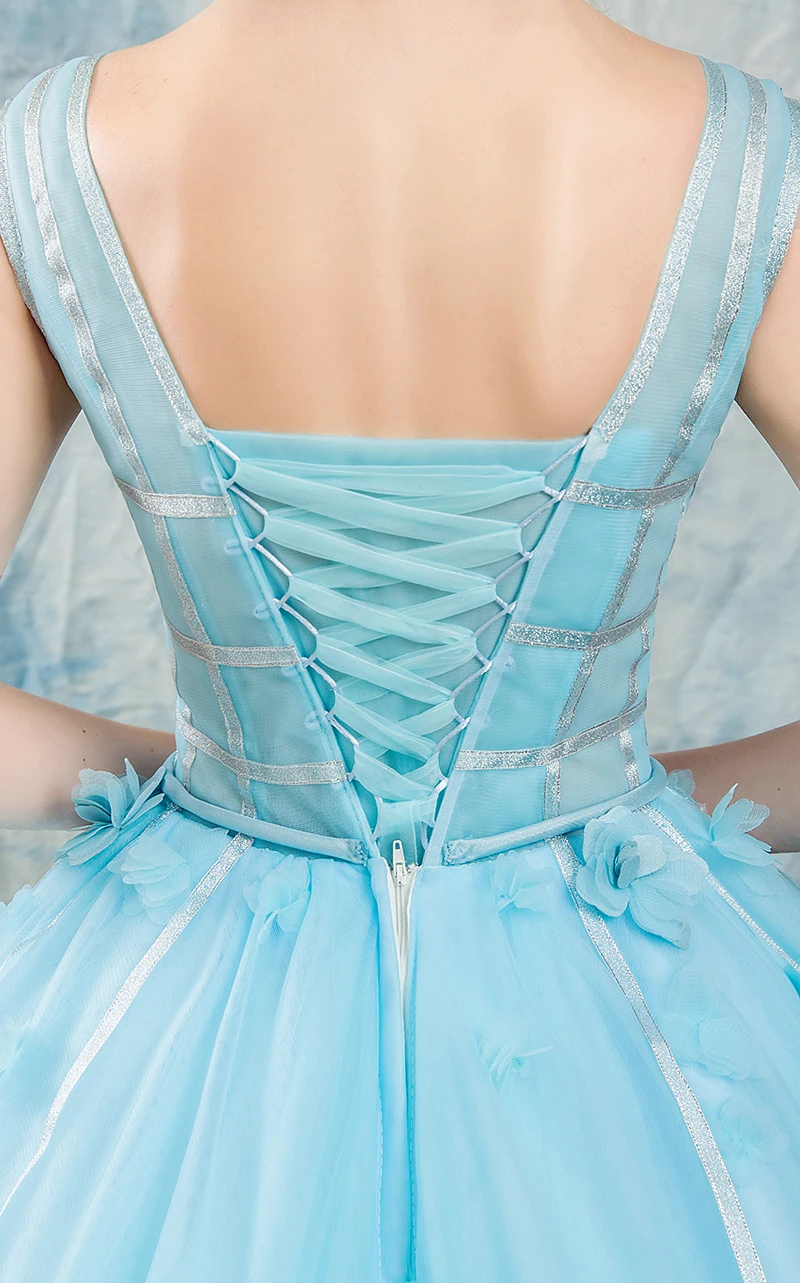Синие пышные платья элегантные фатиновые с кружевом Vestidos De Debutantes Para