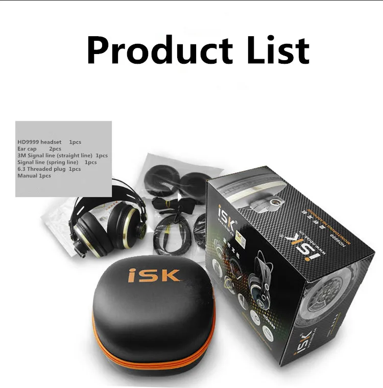 Роскошный ISK HD9999 Pro HD монитор наушники полностью закрытый Мониторинг наушники DJ/Аудио/Смешивание/запись студийная гарнитура