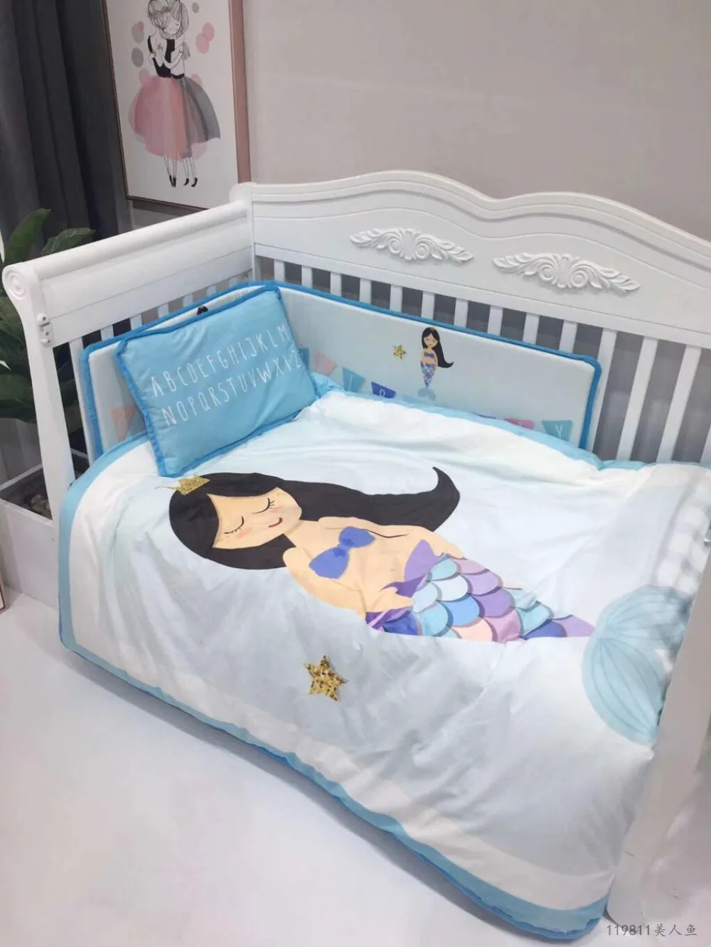 only the quilt cover 1 шт. бамперы и 1 шт. пододеяльник детская защита для кроватки мультяшная кроватка бамперы в кроватку для новорожденных многоцветная кроватка бампер Длина 150 см - Цвет: only the quilt cover