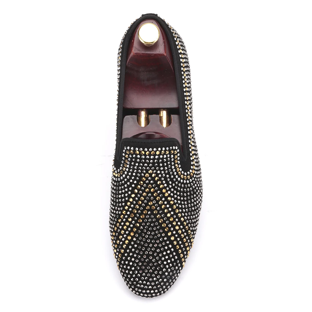 Piergitar New Handmade mixed color rhinestone men suede loafers Luxury brands same style party and wedding shoes men's flats | Обувь