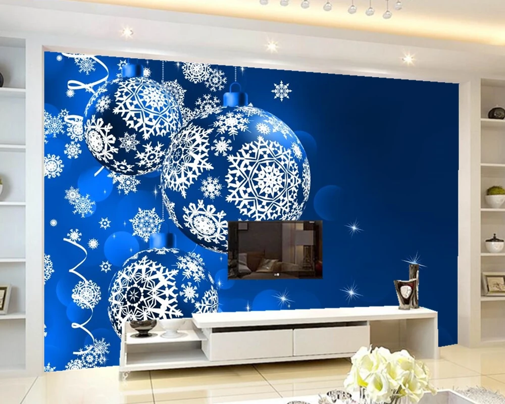 Фотообои на заказ Рождественские цветные шарики снежинки обои 3d для ресторана