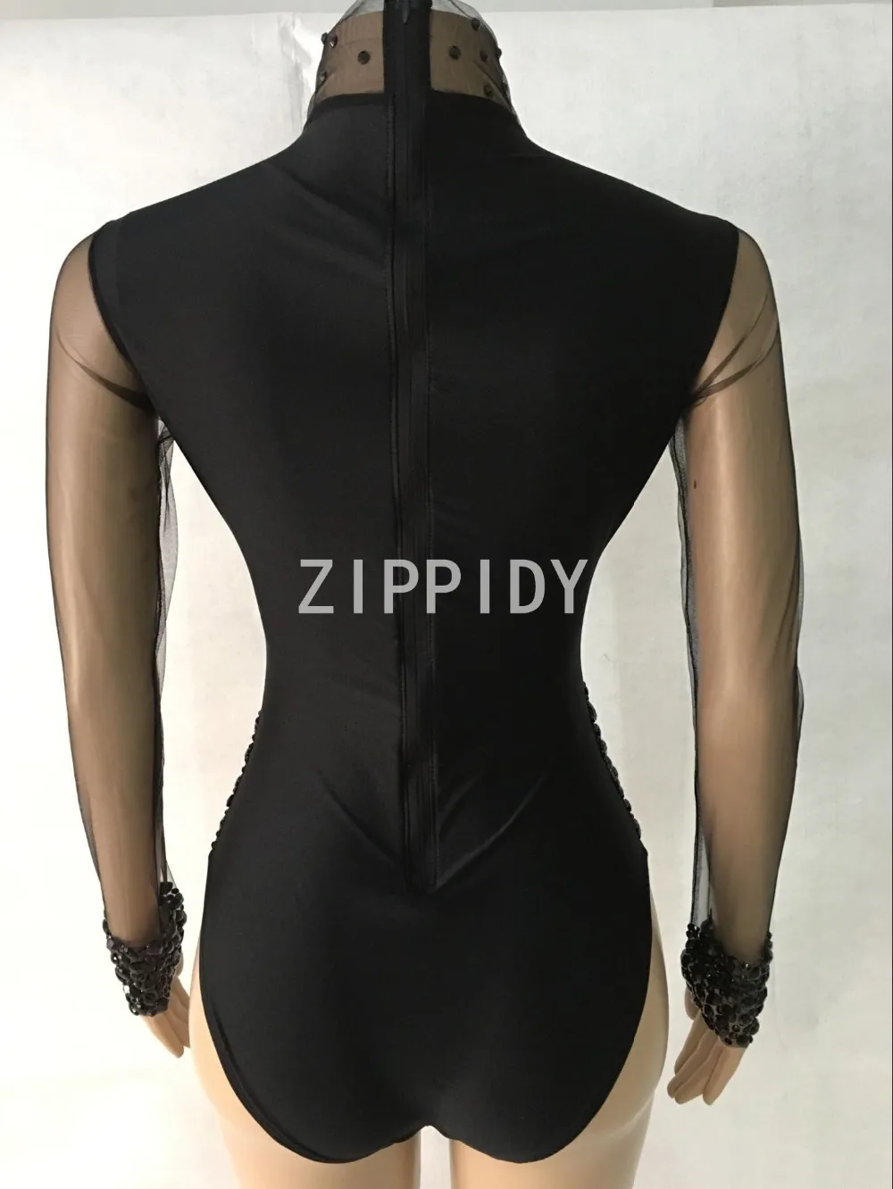 5 Colors Sexy Big rhinestones Mesh Bodysuit Women's Birthday Celebrate Dance Wear Female Singer Bodysuit One-piece Bar Wear