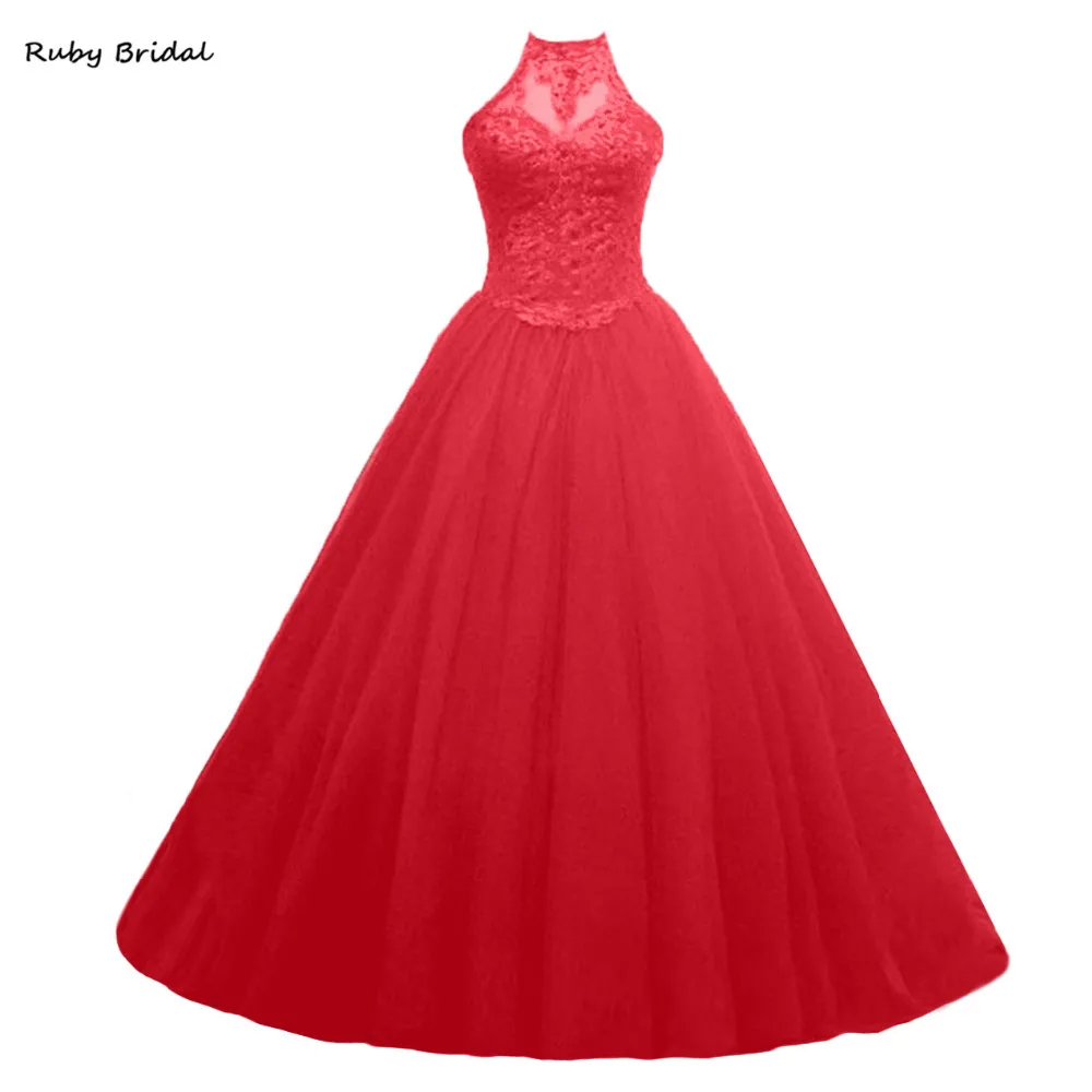 Винтажное бальное платье Ruby Bridal модель 2017 года бальные платья красное Тюлевое с