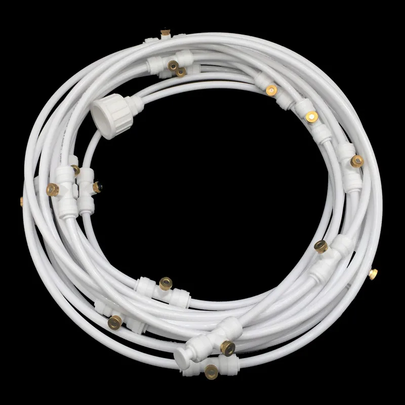 9m white E441 система охлаждения от запотевания воды Комплект летних спринклерных латунных соплов открытый сад теплица парк растений спрей шланг полива - Цвет: 9m white