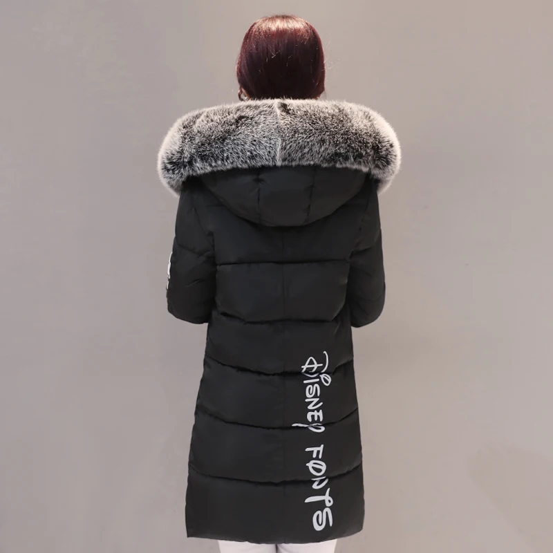 

2019 fur collar big size 3XL winter jacket women long warm outerwear womens coat parka wadding padded parkas
