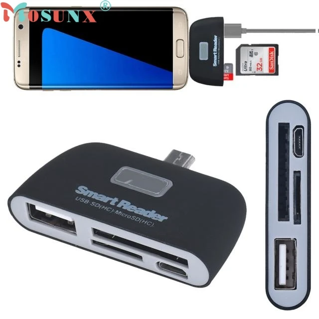 Micro USB 3 в 1 устройство для чтения карт памяти Mosunx по заводской цене адаптер USB/TF/SD