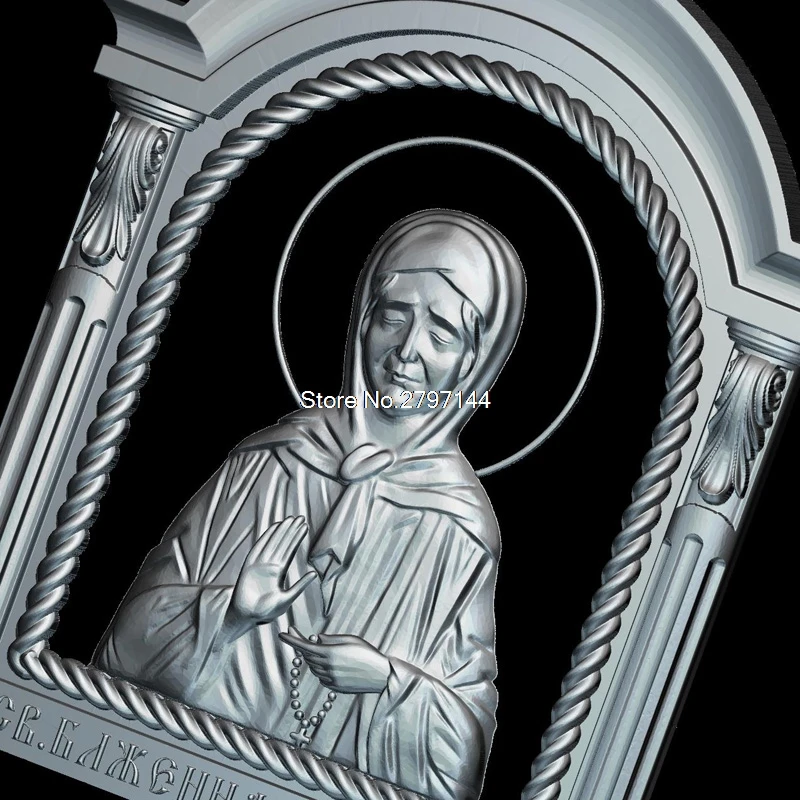 Икона пресвученной матроны из Москвы 3d модель для cnc STL формат Religion рельефа
