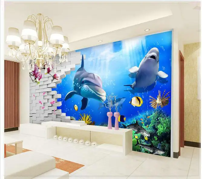 New large wallpaper Custom Underwater World 3D stereo mural wall paper papel de parede stickers Free shipping8712 | Обустройство дома