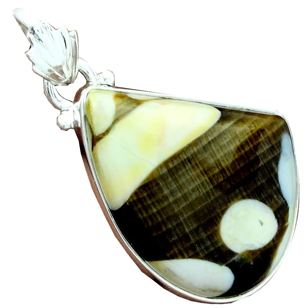 

LoveGem Genuine PEANUT WOOD Pendant 925 sterling silver Jewelry 36mm, AP1814