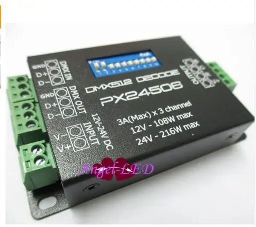 Лучшая цена оптовая продажа DC12-24V PX24506 DMX декодер драйвер RGB Усилитель контроллер
