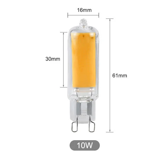10W 220V EeeToo мини G9 светодиодный светильник ing 5 Вт 7 Вт 10 Вт COB стеклянный корпус светодиодный светильник с регулируемой яркостью 220 В заменить галогенный ультра яркий светильник для дома - Испускаемый цвет: 10W 220V