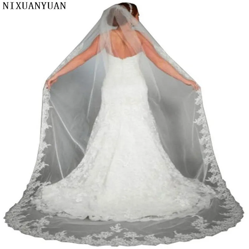 2021 реальные фотографии белая/Слоновая свадебная вуаль 3 м длинная расческа
