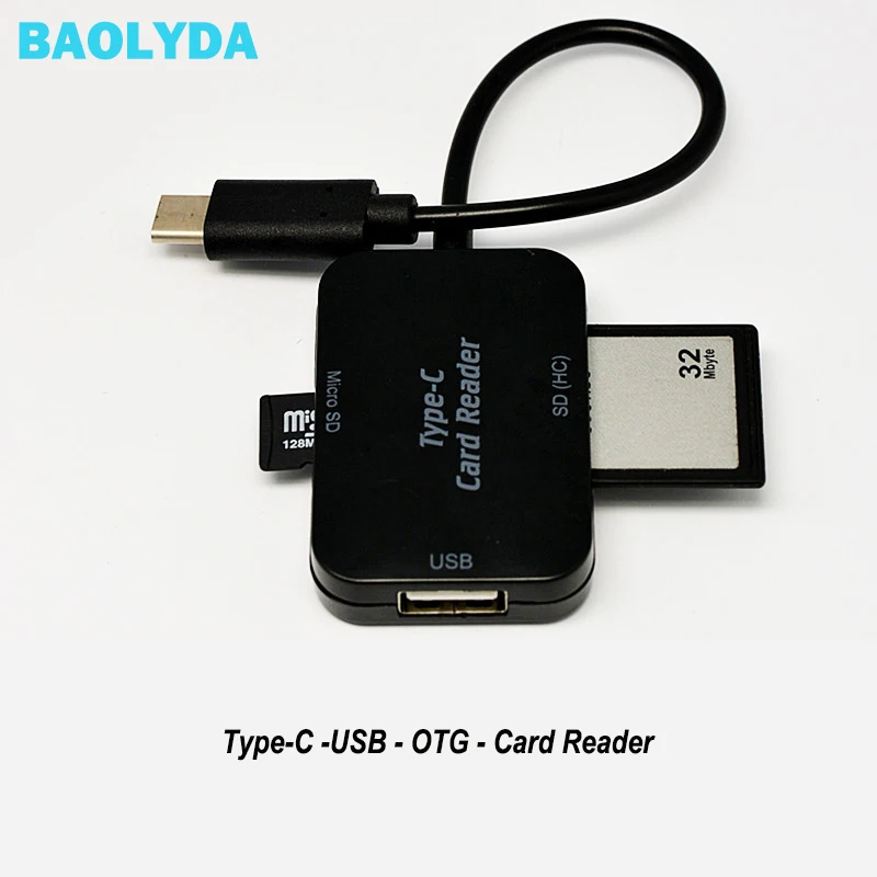 Baolyda Type C & micro USB 3 в 1 OTG Кардридер высокоскоростной USB2.0 Универсальный TF/SD для Android