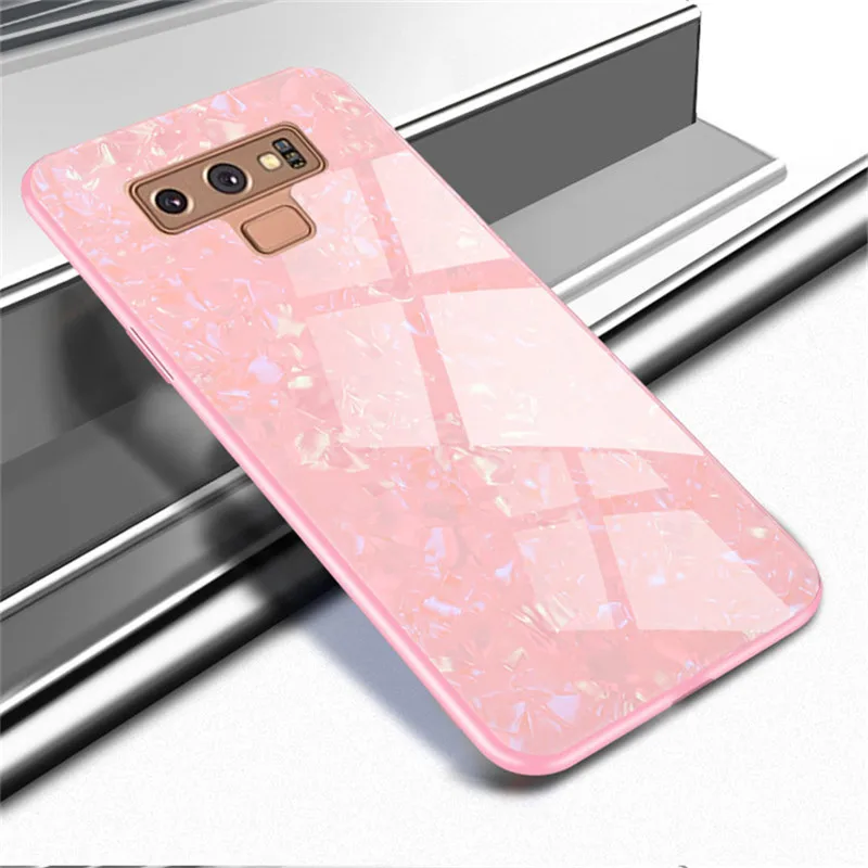 For Samsung S10 Plus Lite Note 8 Note9 Luxury Shell Tempered Glass Case Sansung S8 S9 S8Plus S9Plus Back Cover Capas |