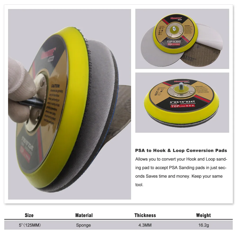 

5" 125mm Hook & Loop to PSA Vinyl Conversion Pads for Discs and Strips Abrasive Tools