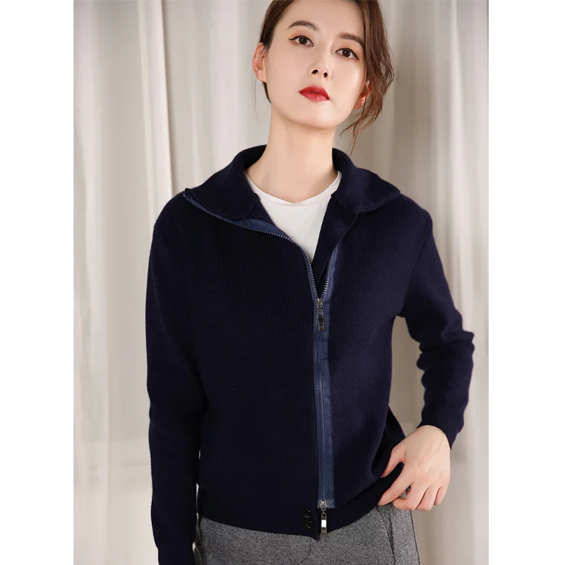 2019 осень зима Новый кардиган с горловиной женский кашемировый свитер Slim Fit Одежда