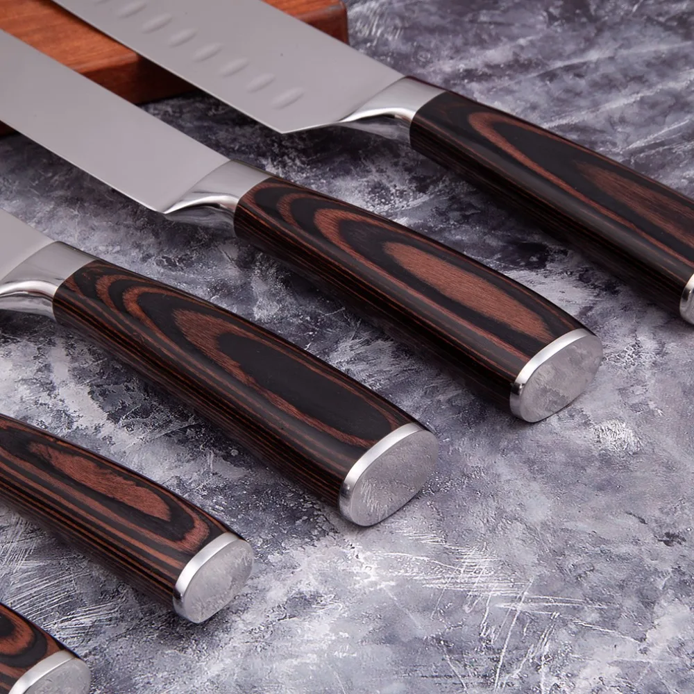 Mokithand 5pcs Kitchen Knife Set Professional Japanese Chef Knives 7CR17 High Carbon Stainless Steel Meat Santoku Paring Knife