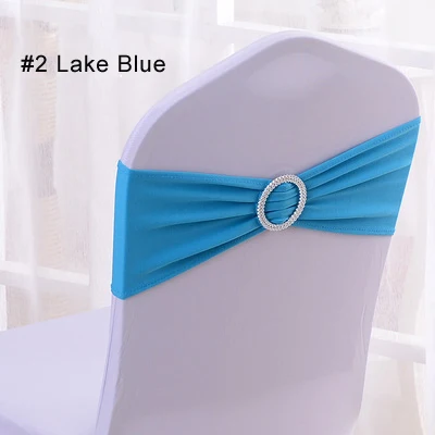 2 Lake Blue 100 шт./лот, спандекс, лайкра, накидка для свадебного стула, лента для свадебной вечеринки, дня рождения, украшение стула, лента для свадебной вечеринки - Цвет: 2 Lake Blue