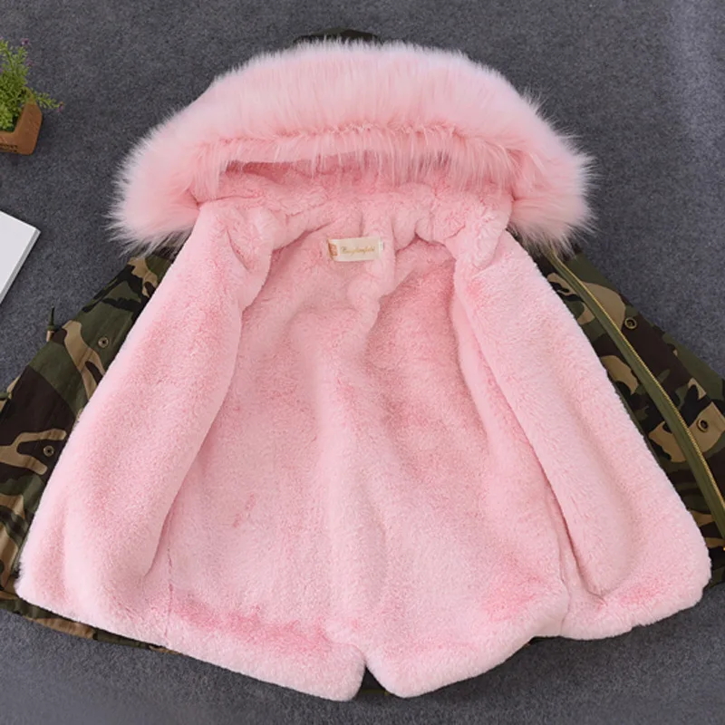 Winter children Rabbit faux fur grass coat fox collar cotton for boys girls fashion children's clothing coats | Мать и ребенок