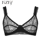 Мужской прозрачный бюстгальтер YiZYiF, кружевное белье в цветочек просвечивающий, на тонких бретелях, без косточек, без подкладки