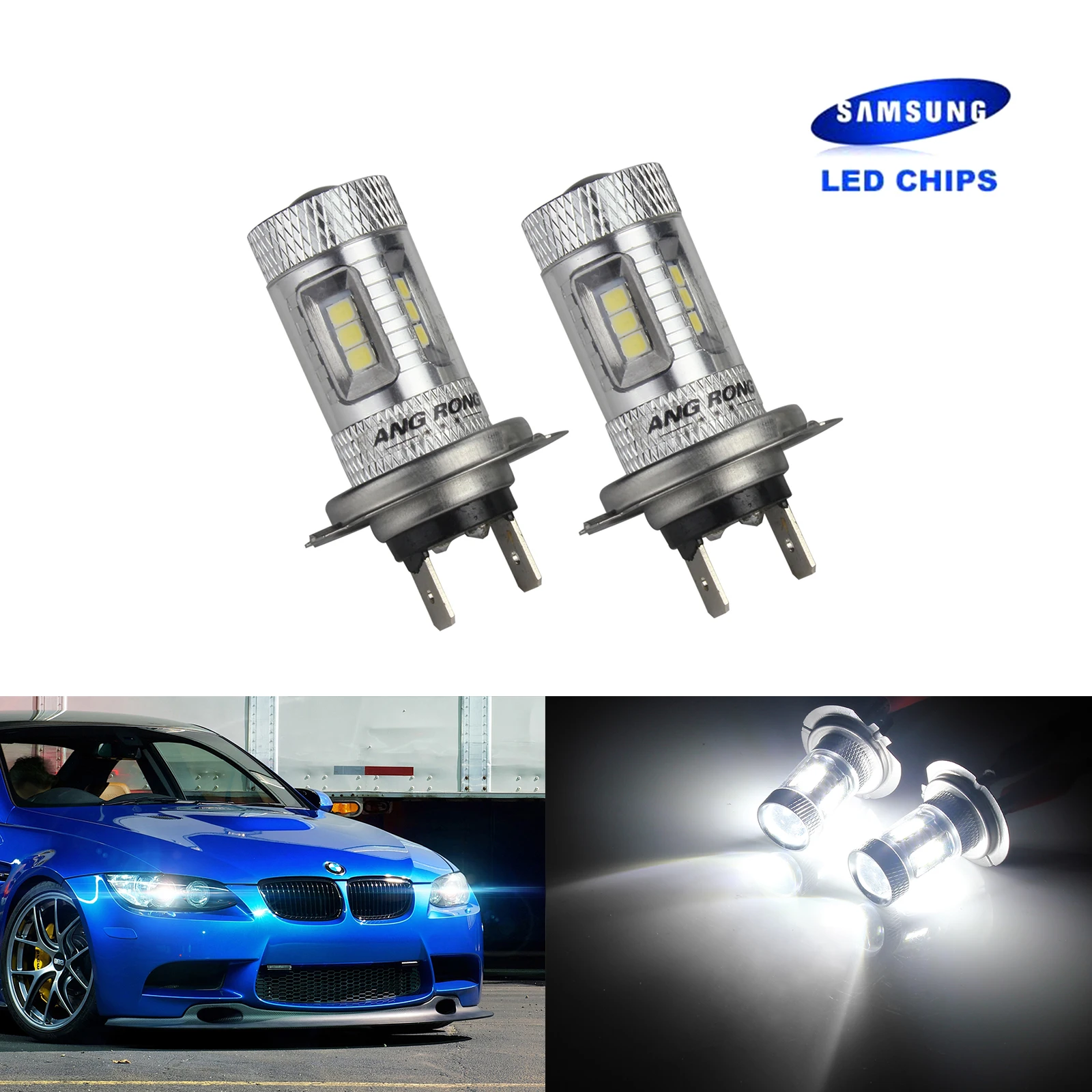 ANGRONG 2x499 H7 светодиодные фары противотумансветильник дальнего света для Audi BMW Mercedes