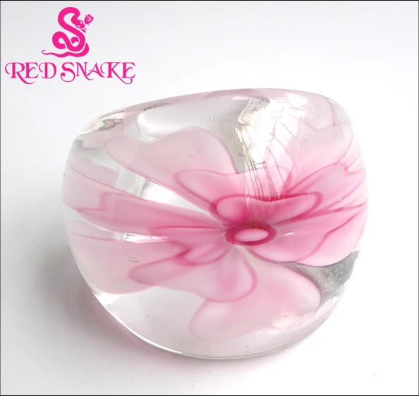 Красная змея модное кольцо ручной работы светло розовый с фольгой