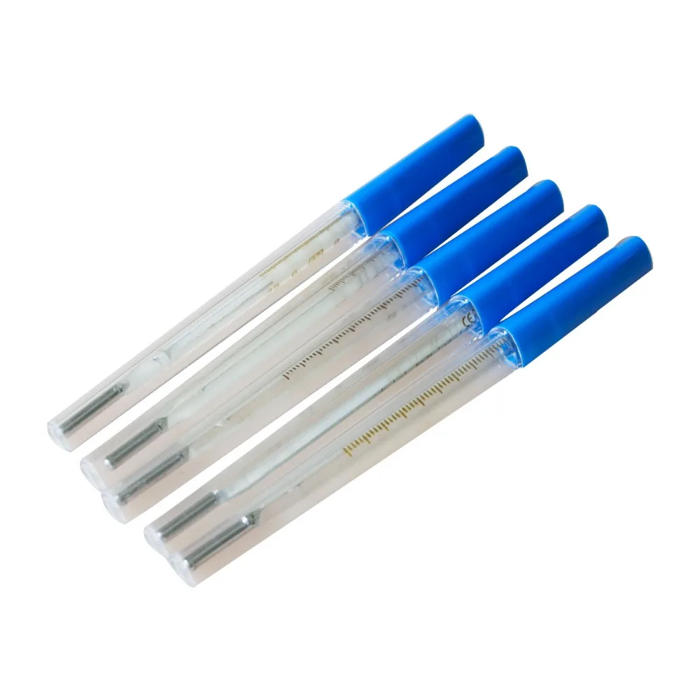 

10Pcs/Lot Glass Clinical Thermometer Mercurial Flat Thermometer Body Temperature Measuring Instrument