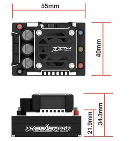 ZTW 1:8 Beast PRO SS 220A Turbo 6 V/7,4 V Регулируемый 8A BEC бесщеточный ESC водонепроницаемый полностью алюминиевый нагрев тонущий для грузовика