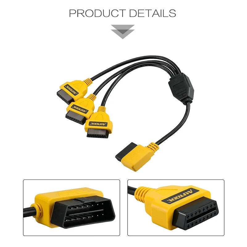 Оригинальный AUTOOL OBD2 кабель 1 до 3 адаптер конвертер 50 см сплиттер Y КАБЕЛЬ J1962M для