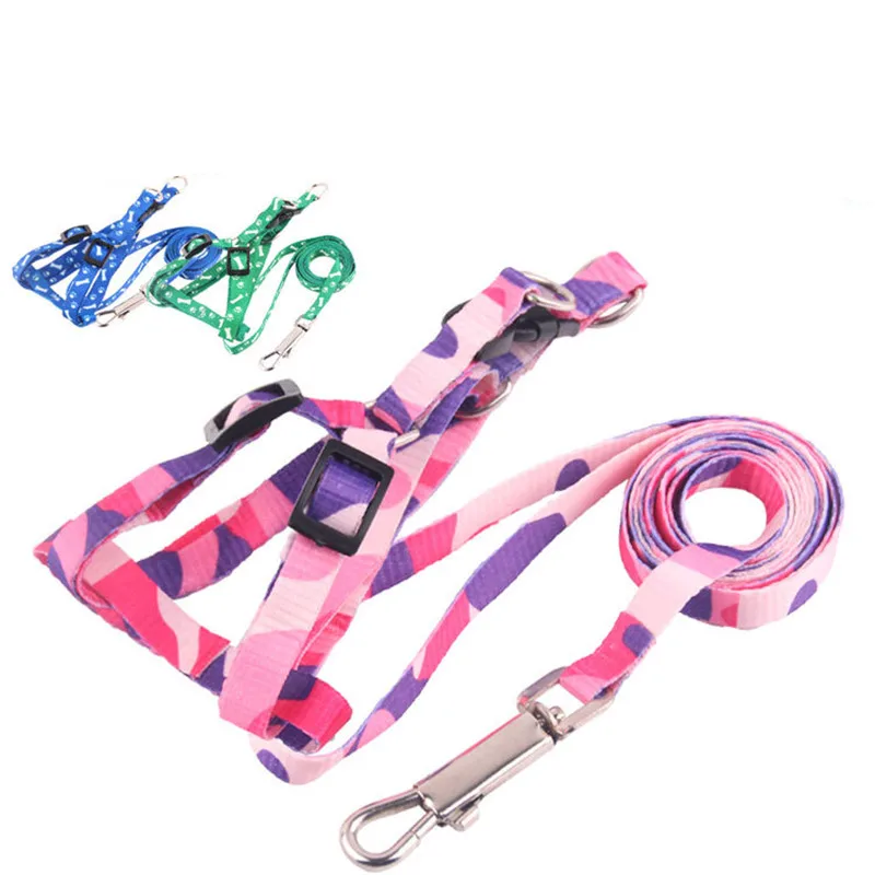 New Simple Nylon Pet Harnesses Comfortable and Convenient Printing Straps for Small Dog Puppy Cats Supplies(Random Color | Дом и сад