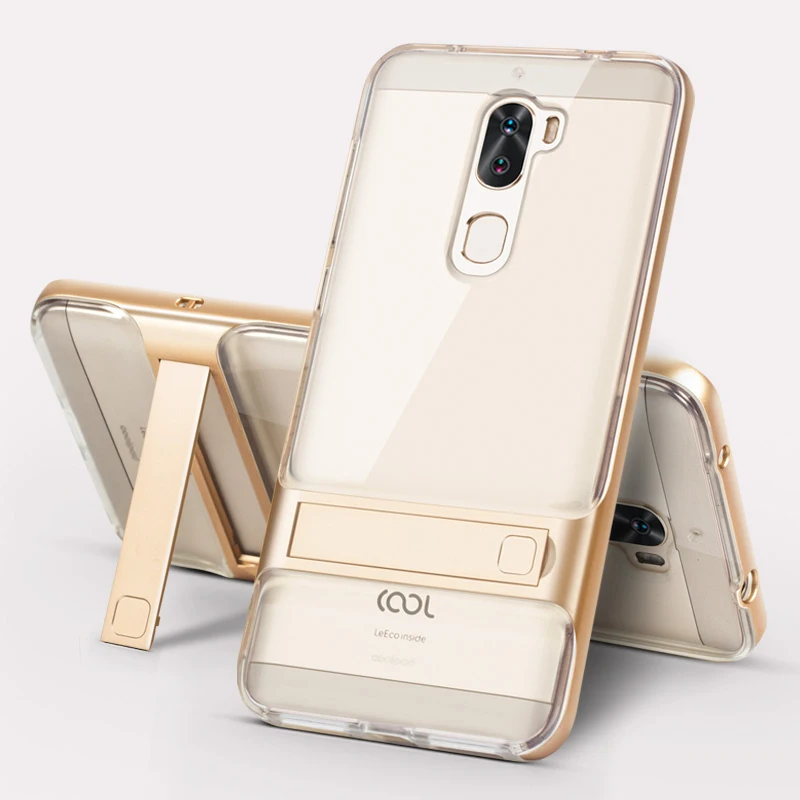 Роскошный чехол для телефона LeTV LeEco Cool 1, двойной чехол, силиконовый чехол с 3D подставкой, гибридный чехол из ТПУ LeRee Le 3 Le3 Coolpad Cool1 5,5 - Цвет: Crystal Gold