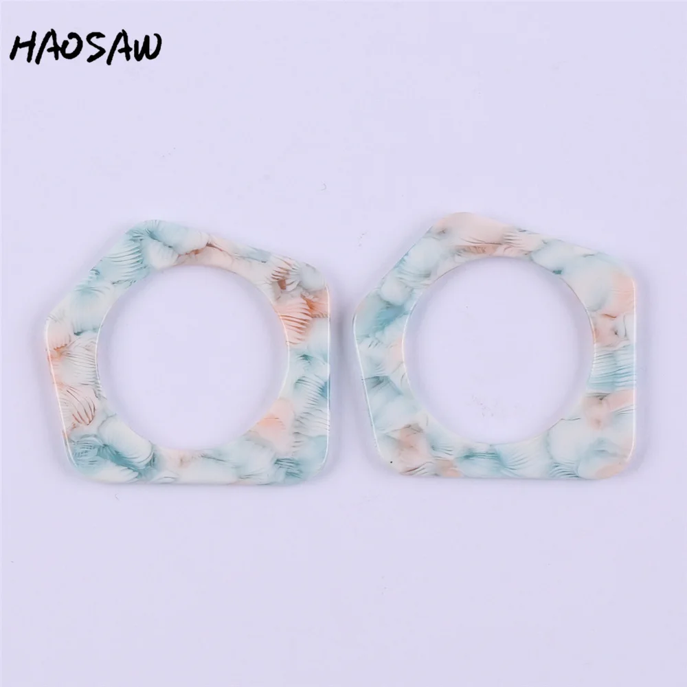 HAOSAW 34*36MM 4Pcs/Lot Spring Color Irregular Acetic Acid Parts/Jewelry Findings/Earrings Accessories/Handmade Making | Украшения и