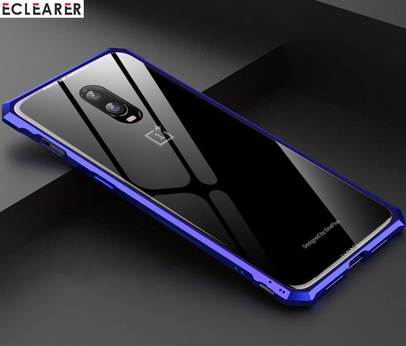 Чехол для OnePlus 6T One Plus 6T премиум-класса, алюминиевый металлический чехол в форме бриллианта для OnePlus 6T 9 H, прозрачная задняя крышка из закаленного стекла