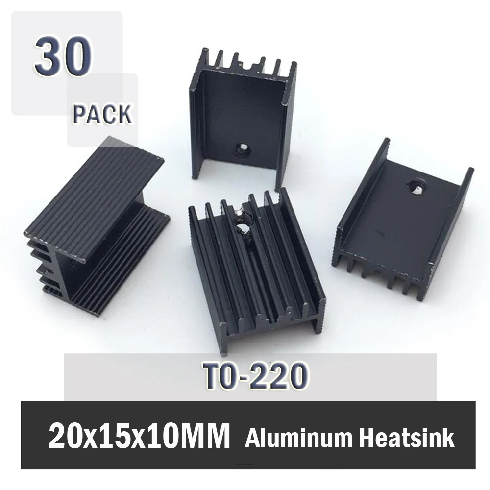 

30Pcs Gdstime 20mmx15mmx 10mm TO220 Heatsink Transistor Radiator TO220 Cooler Cooling black 20*15*10MM