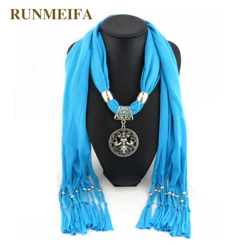 RUNMEIFA Новый Модный женский шарфик с подвеской в виде Круга из сплава