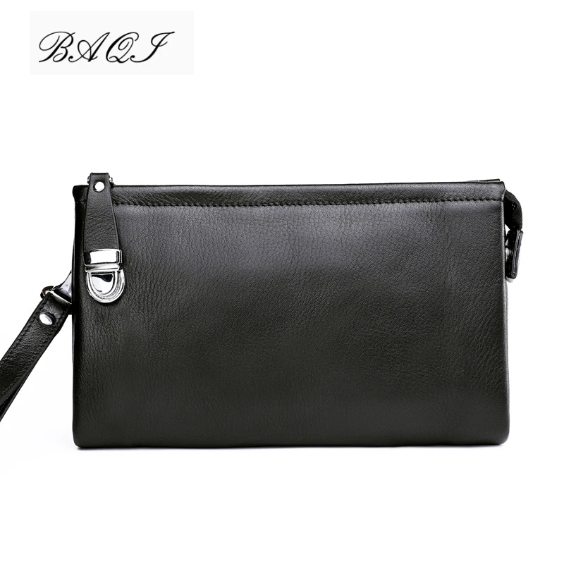 

BAQI Brand Men Wallets Clutch Bag Genuine Leather Cowhide Men Handbags High Quality 2019 Fashion Ipad Bag Men Card Holder Casual
