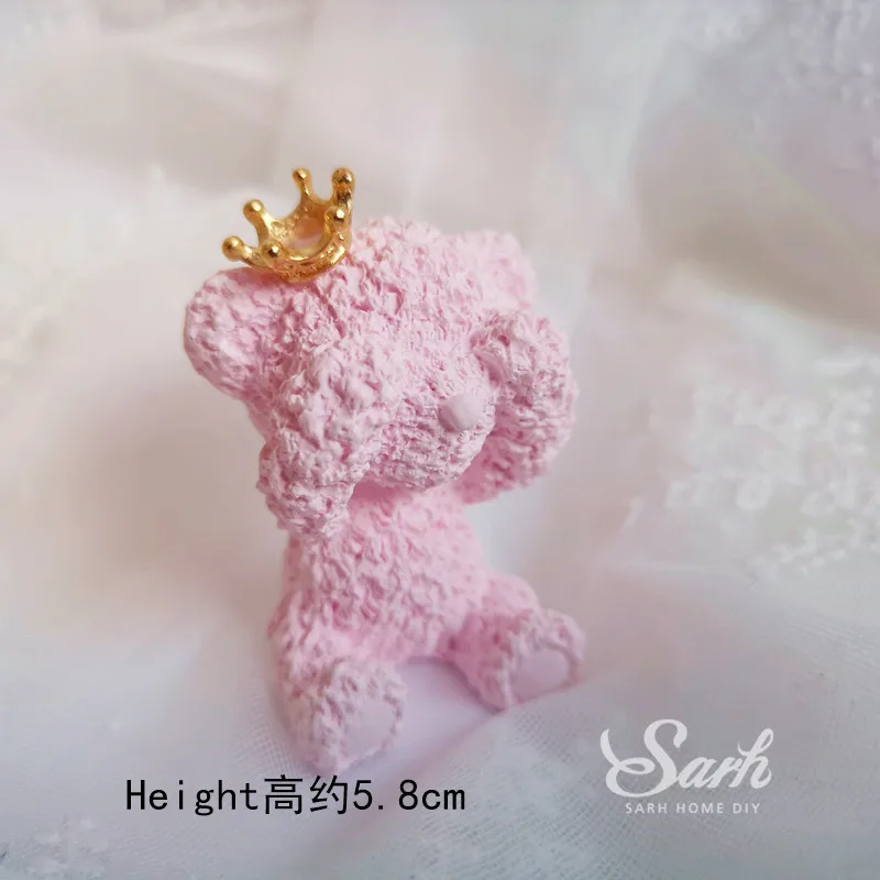Pink bear Украшения для торта с розовой и белой короной в виде медведя, блестящий шар, звезда, свадебные принадлежности для жениха и невесты на день рождения, для выпечки, прекрасные подарки - Цвет: Pink bear