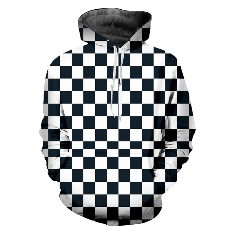 OGKB демисезонные повседневные мужские толстовки с принтом черно белая сетка 3D