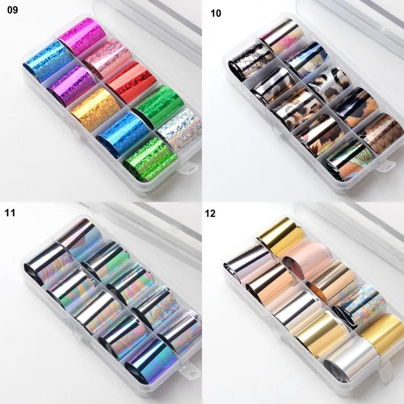 10 рулонов многоцветные наклейки для ногтей звездное небо голографические