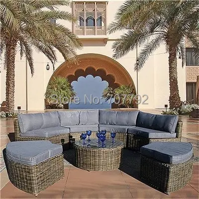 Новое поступление уличная мебель изогнутый модульный диван Mayfair из 7 предметов