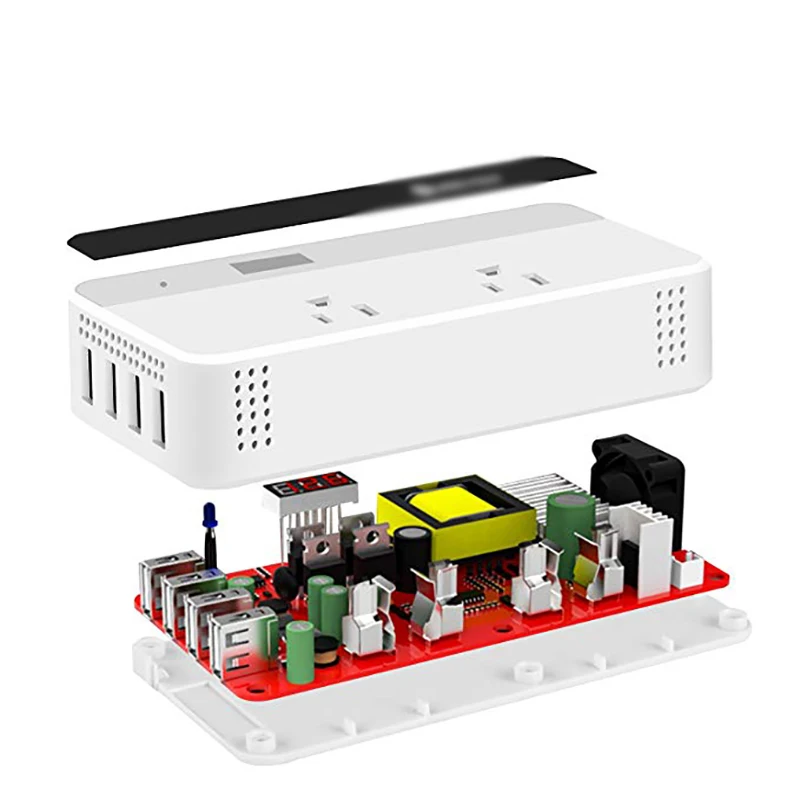 BINYEAE 200W Автомобильный инвертор постоянного тока 12V до 110V AC конвертер с 4 USB портами