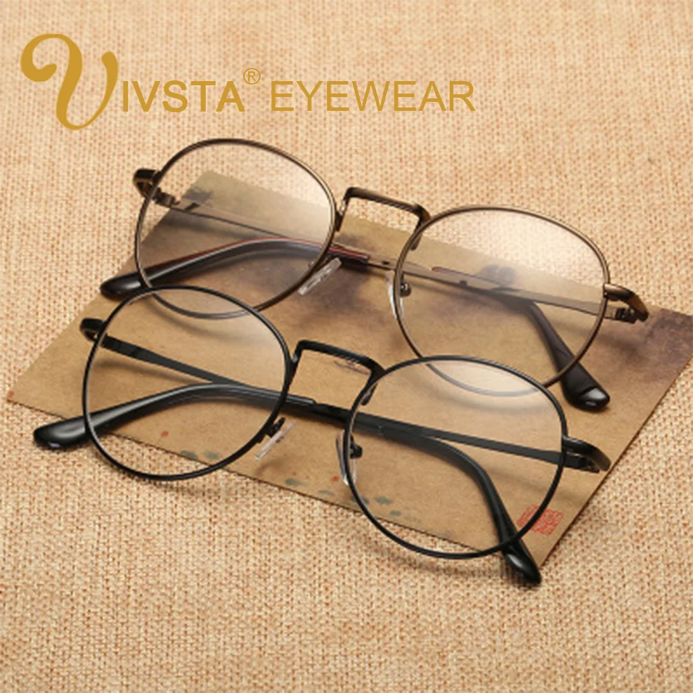 

IVSTA Gold Metal Glasses Men Vintage Retro Eyeglasses Silver Round Glasses Women Brand Designer Oval Myopia Optical