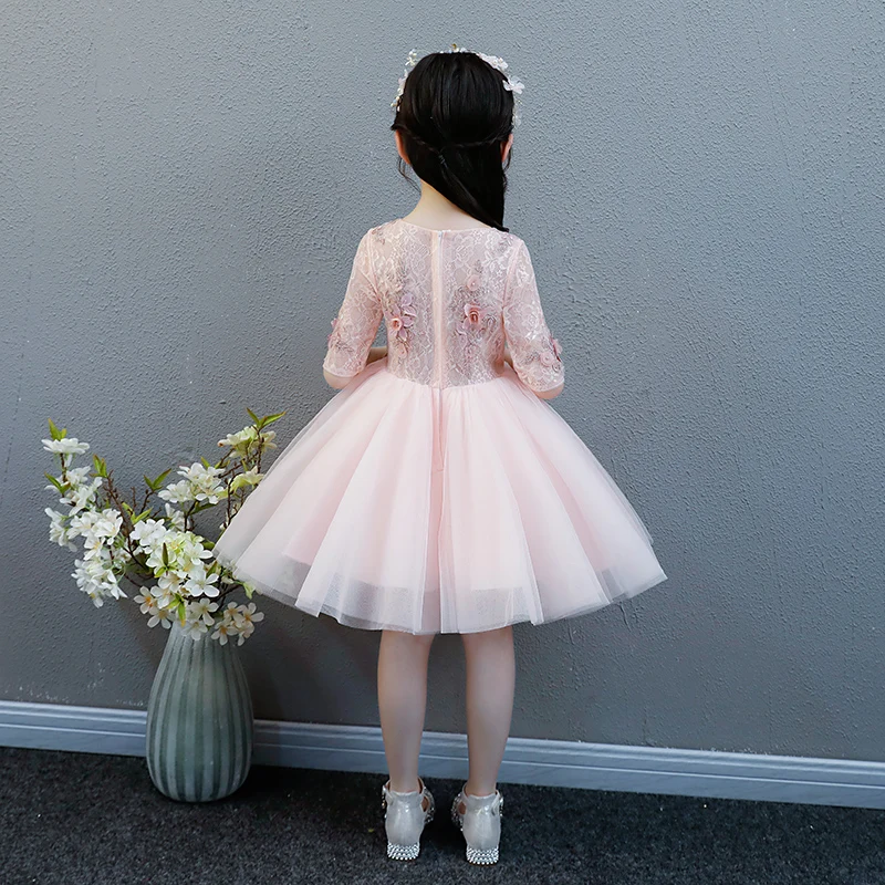 KICCOLY 2018 Elegant Girl Pink Tulle Dress Appliques First Communion Baby Formal Wedding Flower Gown | Детская одежда и обувь
