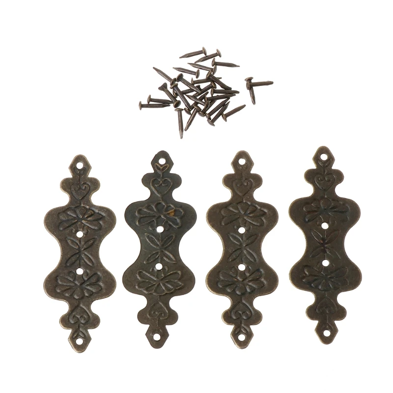 

4Pcs Antique Brass Corner Box Decorative Jewelry Gift Box Decorating Foot Album Feet Leg Corner Protection Furniture